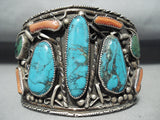 Massive Vintage Native American Navajo Blue Diamond Turquoise Sterling Silver Bracelet-Nativo Arts