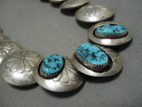 Exquisite Vintage Native American Navajo Turquoise Sterling Silver Bead Necklace Old-Nativo Arts