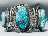 Museum Vintage Native American Navajo Old Morenci Turquoise Sterling Silver Bracelet-Nativo Arts