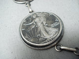 Unbelievable Native American Navajo Old Coins Sterling Silver Necklace & Earring Set-Nativo Arts