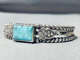 Hand Coiled Vintage Native American Navajo Turquoise Sterling Silver Bracelet-Nativo Arts