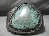 One Of Biggest Best Vintage Native American Navajo Green Turquoise Sterling Silver Bracelet-Nativo Arts