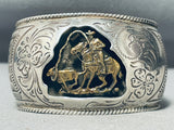 Native American Navajo Cowboy Vintage Native American Navajo Sterling Silver Gold Bracelet-Nativo Arts
