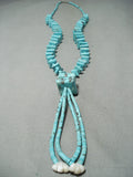 Native American Rare Vintage Santo Domingo Squared Turquoise Sterling Silver Necklace-Nativo Arts