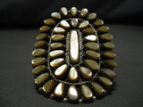 Important Vintage Native American Zuni Griffin Tsabetsaye Pearl Sterling Silver Ring Old-Nativo Arts