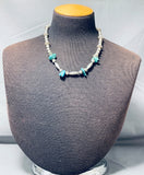 Fabulous Vintage Native American Navajo Kingman Turquoise Sterling Silver Necklace-Nativo Arts