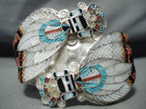 One Of The Most Detailed Native American Zuni Turquoise Sterling Silver Bracelet-Nativo Arts