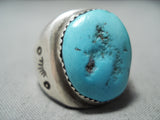 Magnificent Vintage Native American Navajo Sleeping Beauty Turquoise Sterling Silver Ring Old-Nativo Arts