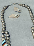 Important Vintage Native American Zuni Turquoise Inlay Sterling Silver Squash Blossom Necklace-Nativo Arts