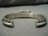 Intense Turquoise Vintage Native American Navajo Tahe Sterling Silver Bracelet Cuff-Nativo Arts