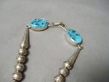 Opulent Vintage Native American Navajo Turquoise Sterling Silver Tubule Necklace-Nativo Arts
