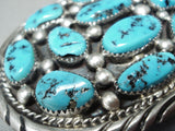 Native American Tommy Moore Signed Vintage Sleeping Beauty Turquoise Sterling Silver Buckle-Nativo Arts