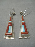 Native American Fabulous Vintage Creek Turquoise David Tune Navajo Sterling Silver Earrings-Nativo Arts