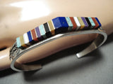Native American One Of The Most Precise Protruding Inlay Turquoise Sterling Silver Bracelet-Nativo Arts