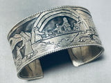 Important One Of Best Vintage Native American Navajo Detailed Sterling Silver Bracelet-Nativo Arts