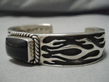 Magnificent John Begay Vintage Native American Navajo Onyx Sterling Silver Bracelet Cuff-Nativo Arts