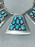 Native American Cleopatra Vintage Navajo Turquoise Sterling Silver Segment Necklace-Nativo Arts