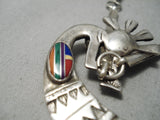 Exceptional Vintage Native American Navajo Dancing Kachian Sterling Silver Turquoise Necklace-Nativo Arts
