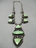 Opulent Vintage Native American Navajo Gaspeite Sterling Silver Necklace Old-Nativo Arts