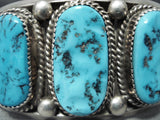 Expressive Vintage Native American Navajo Sleeping Beauty Turquoise Sterling Silver Bracelet-Nativo Arts