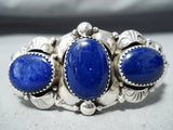 Signed Navajo Native American Lapis Sterling Silver Bracelet-Nativo Arts