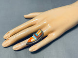 Quality Work Vintage Native American Navajo Turquoise Inlay Sterling Silver Ring-Nativo Arts