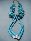 Fabulous Vintage Navajo Kingman Turquoise Necklace Native American Old-Nativo Arts