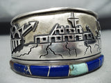 Important Vintage Native American Hopi Phillip Sekaquaptewa Turquoise Sterling Silver Bracelet-Nativo Arts