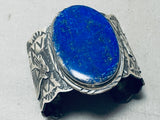 One Of The Best Ever Native American Navajo Lapis Sterling Silver Bracelet-Nativo Arts