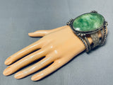 The Best Vintage Native American Navajo Jade Sterling Silver Huge Bracelet-Nativo Arts