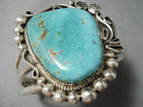 Important Raymond Nez Huge Native American Navajo #8 Turquoise Sterling Silver Bracelet Cuff-Nativo Arts