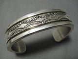 Heavy Men's Big Vintage Native American Navajo Deep Stamp Sterling Silver Bracelet-Nativo Arts