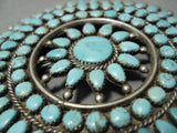 Huge Vintage Native American Navajo Spidrweb Turquoise Sterling Silver Pin Old-Nativo Arts