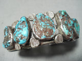 One Of The Best Vintage Museum Morenci Turquoise Native American Navajo Sterling Silver Bracelet-Nativo Arts