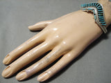 Eye-catching Vintage Native American Navajo Turquoise Sterling Silver Bracelet Old-Nativo Arts