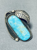 Outstanding Vintage Native American Navajo Blue Gem Turquoise Sterling Silver Ring-Nativo Arts