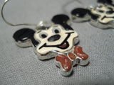 Cute Zuni Native American Mickey Mouse Sterling Silver Native American Earrings-Nativo Arts