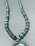 Native American Important Francisco Gomez Vintage Hand Carved Turquoise Sterling Silver Necklace-Nativo Arts