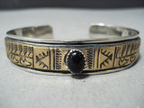 Dramatic Navajo Black Onyx Sterling Silver Bracelet Native American-Nativo Arts