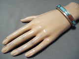 Native American Astonishing Zuni Turquoise And Coral Sterling Silver Bracelet-Nativo Arts