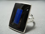 Fabulous Zuni Lapis Sterling Silver Ring Native American-Nativo Arts