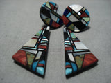 Native American Important Santo Domingo Chris Nieto Turquoise Sterling Silver Earrings-Nativo Arts