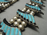 Native American Best Vintage Navajo Turquoise Kachina Sterling Silver Squash Blossom Necklace-Nativo Arts