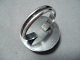 Astounding Vintage Navajo Lapis Sterling Silver Ring Native American-Nativo Arts
