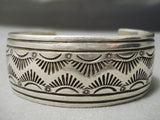 Hand Wrought Vintage Native American Navajo Sterling Silver Bracelet Old-Nativo Arts