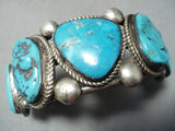 Signed Important Vintage Native American Navajo Will Singer Turquoise Sterling Silver Bracelet-Nativo Arts