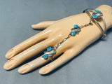 Beautiful Vintage Native American Navajo Turquoise Sterling Silve Rleaf Slave Bracelet-Nativo Arts