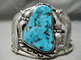 Superior Vintage Native American Navajo Turquoise Leaf Sterling Silver Bracelet-Nativo Arts