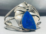 Incredible Vintage Native American Navajo Midnight Sky Lapis Sterling Silver Leaf Bracelet-Nativo Arts