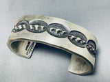 The Deepest Stamp Vintage Native American Navajo Heavy Sterling Silver Bracelet-Nativo Arts